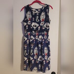 Blue girl Dress with Graphic Print